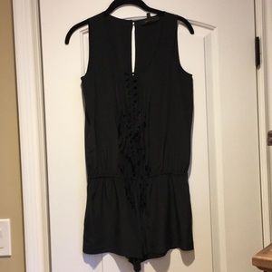 LIKE NEW! BCBG Bodden Black Silk Romper XS